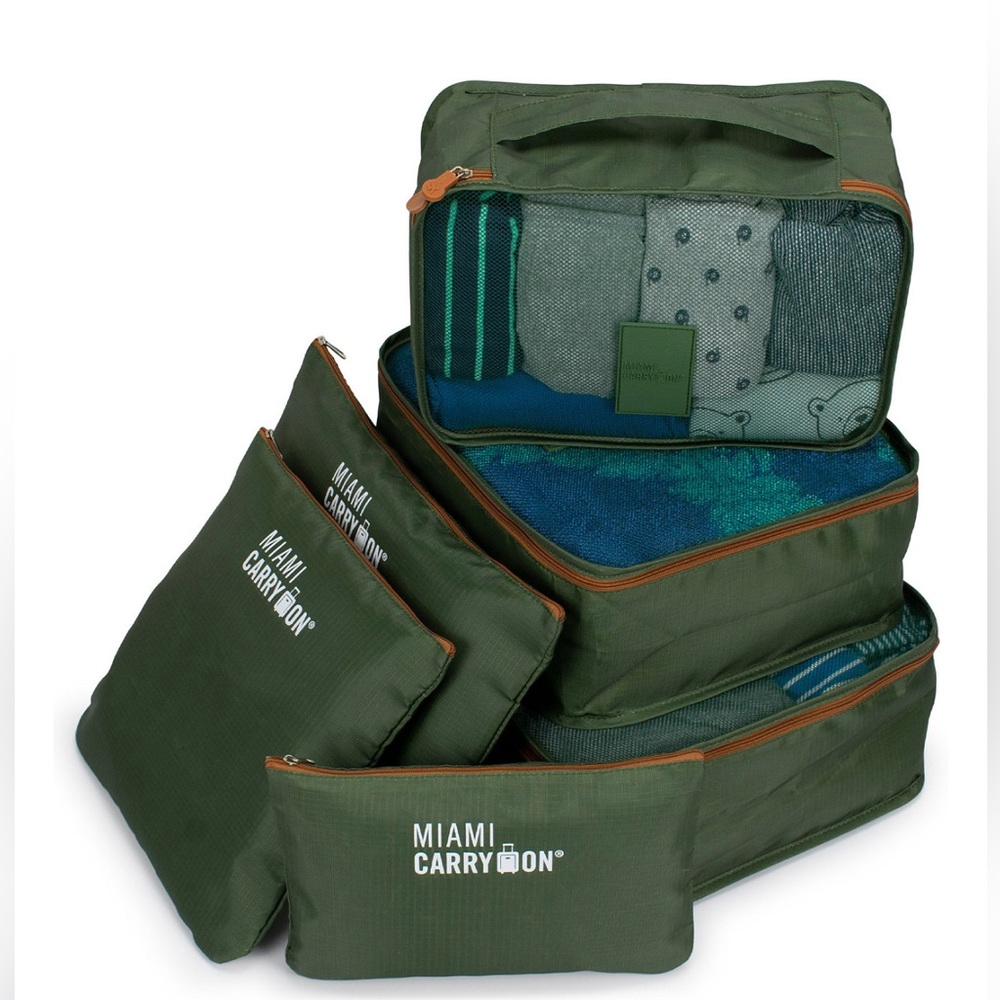 Miami CarryOn 6 piece Olive Green Travel Cubes Bag Set
NEW!!